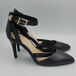 BCBG Generation ankle strap leather heels Sz 7.5B Black